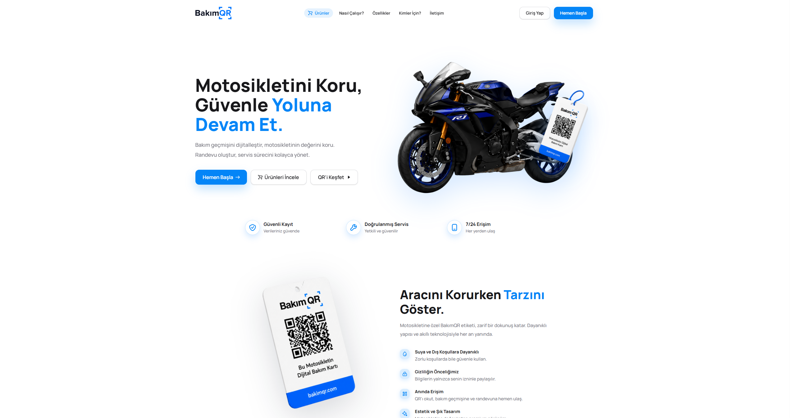 Bakım QR projesi arayüzü