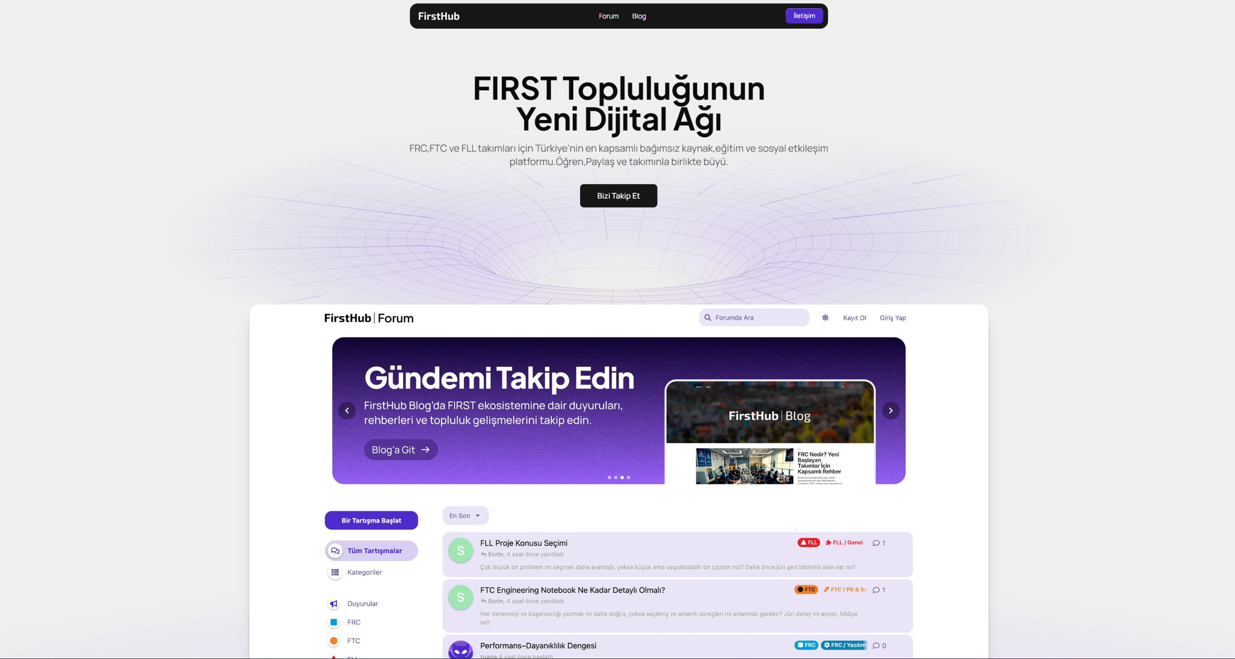 FirstHub projesi arayüzü